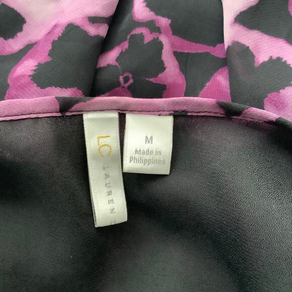 LC Lauren Conrad Purple Floral Sleeveless Top Elastic Waist Beading Lined Medium - Picture 6 of 8